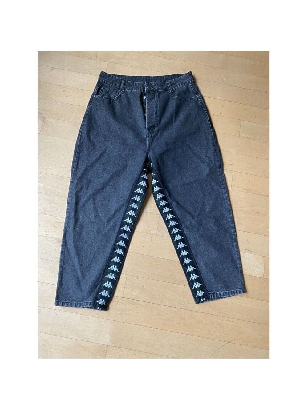 Kappa BNWT mens jeans "222 Banda Bibo" wide leg NEW gray/black button fly